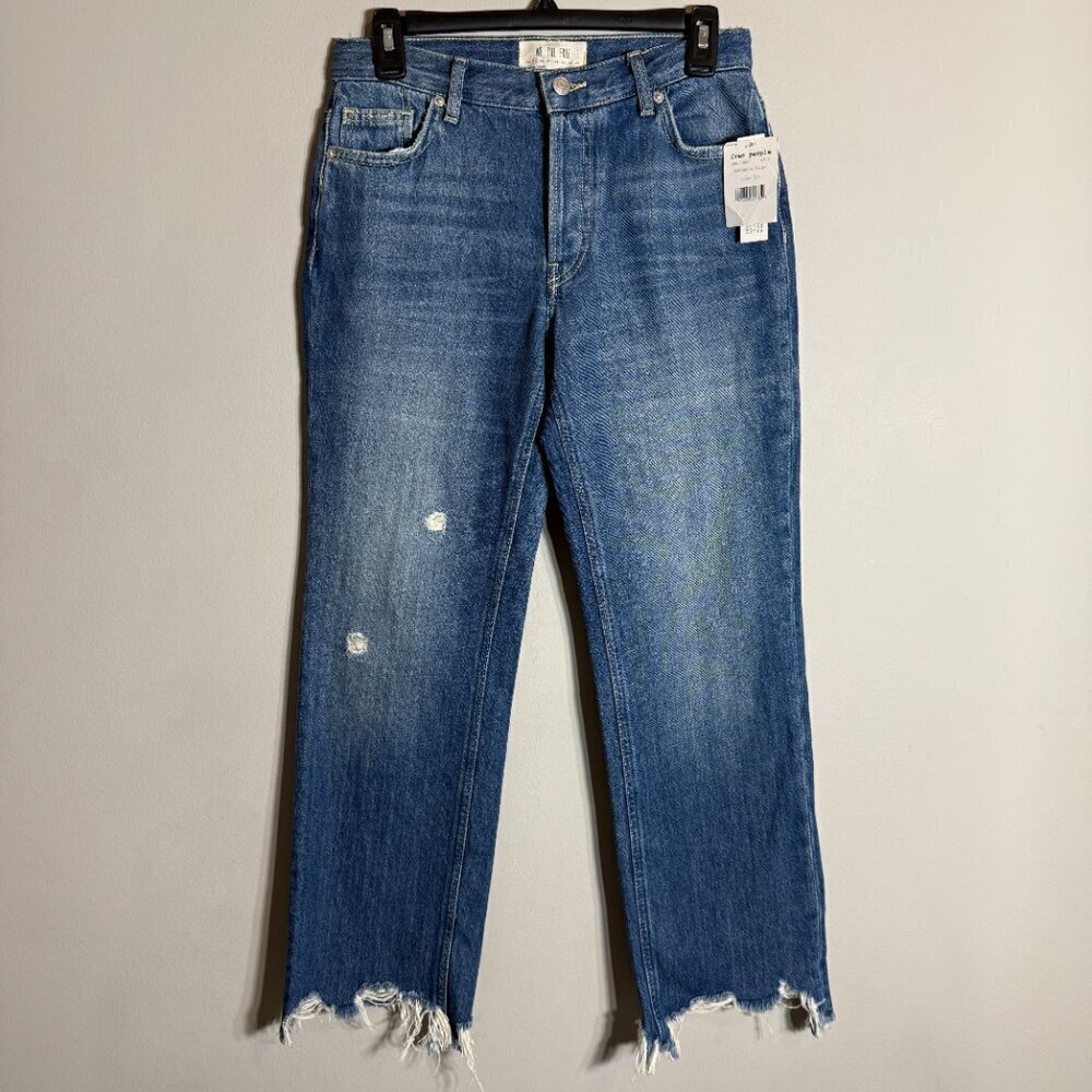 Free People We the Free Maggie Mid-Rise Straight Leg Jeans Women's 25 Blue NWT - Picture 5 of 13